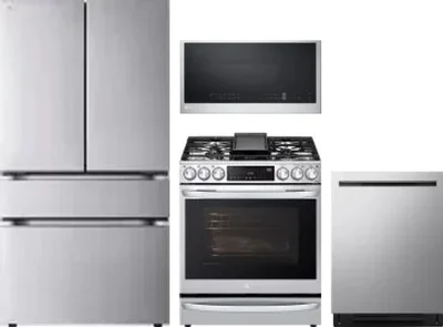 4 Piece Package Includes Refrigerator, Range, Microwave And Dishwasher