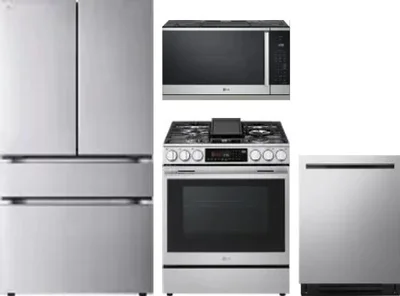 4 Piece Package Includes Refrigerator, Range, Microwave And Dishwasher