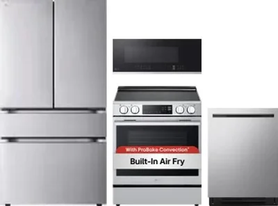 4 Piece Package Includes Refrigerator, Range, Microwave And Dishwasher