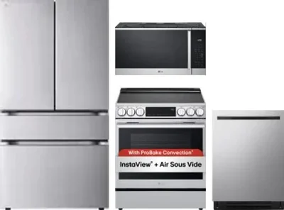 4 Piece Package Includes Refrigerator, Range, Microwave And Dishwasher