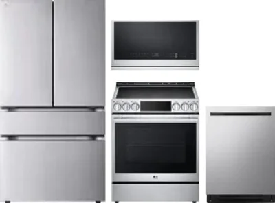 4 Piece Package Includes Refrigerator, Range, Microwave And Dishwasher
