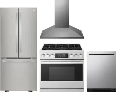4 Piece Package Includes Refrigerator, Range, Hood And Dishwasher