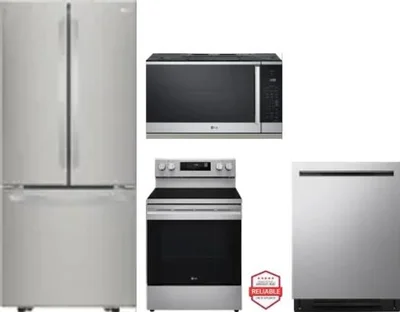4 Piece Package Includes Refrigerator, Range, Microwave And Dishwasher