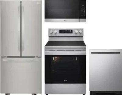 4 Piece Package Includes Refrigerator, Range, Microwave And Dishwasher