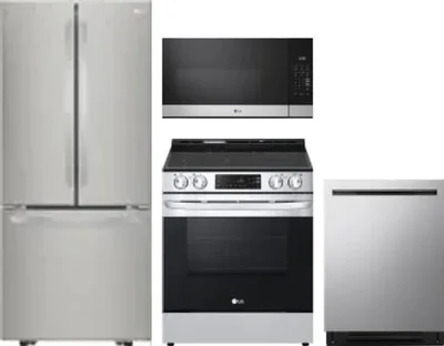 4 Piece Package Includes Refrigerator, Range, Microwave And Dishwasher