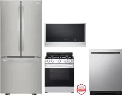 4 Piece Package Includes Refrigerator, Range, Microwave And Dishwasher
