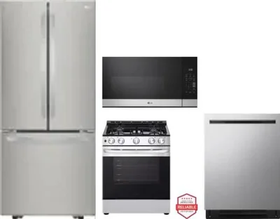 4 Piece Package Includes Refrigerator, Range, Microwave And Dishwasher