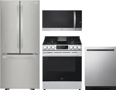 4 Piece Package Includes Refrigerator, Range, Microwave And Dishwasher