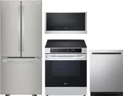 4 Piece Package Includes Refrigerator, Range, Microwave And Dishwasher