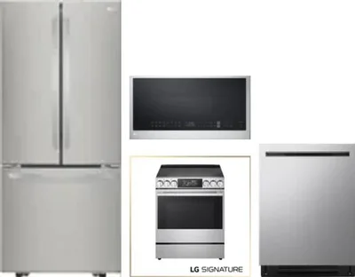 4 Piece Package Includes Refrigerator, Range, Microwave And Dishwasher
