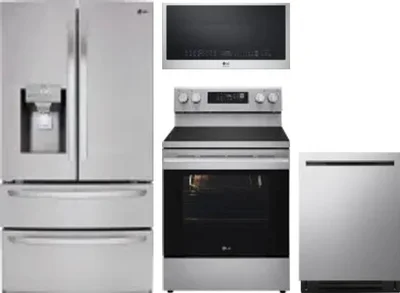 4 Piece Package Includes Refrigerator, Range, Microwave And Dishwasher