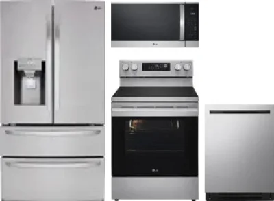4 Piece Package Includes Refrigerator, Range, Microwave And Dishwasher
