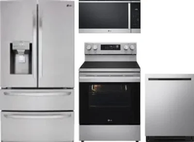 4 Piece Package Includes Refrigerator, Range, Microwave And Dishwasher