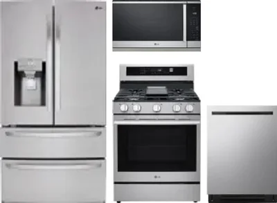 4 Piece Package Includes Refrigerator, Range, Microwave And Dishwasher