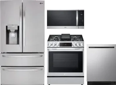4 Piece Package Includes Refrigerator, Range, Microwave And Dishwasher