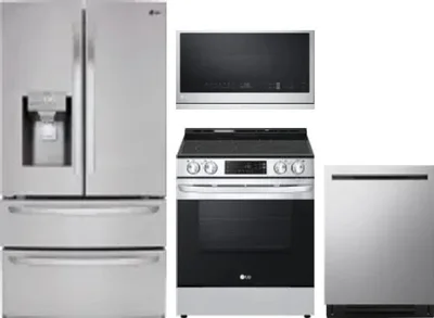 4 Piece Package Includes Refrigerator, Range, Microwave And Dishwasher