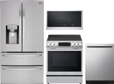 4 Piece Package Includes Refrigerator, Range, Microwave And Dishwasher