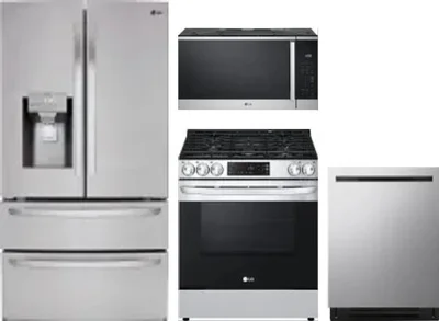 4 Piece Package Includes Refrigerator, Range, Microwave And Dishwasher