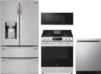 4 Piece Package Includes Refrigerator, Range, Microwave And Dishwasher