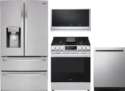 4 Piece Package Includes Refrigerator, Range, Microwave And Dishwasher