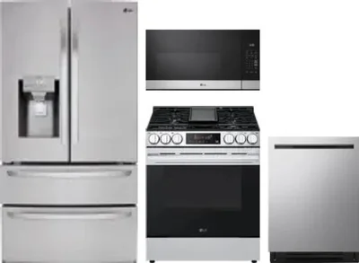 4 Piece Package Includes Refrigerator, Range, Microwave And Dishwasher