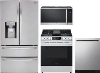 4 Piece Package Includes Refrigerator, Range, Microwave And Dishwasher