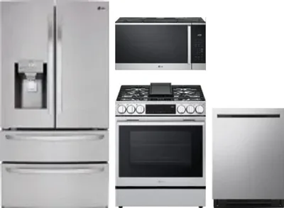 4 Piece Package Includes Refrigerator, Range, Microwave And Dishwasher