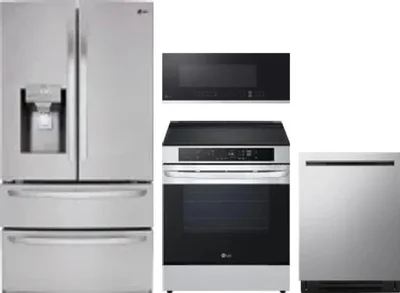 4 Piece Package Includes Refrigerator, Range, Microwave And Dishwasher