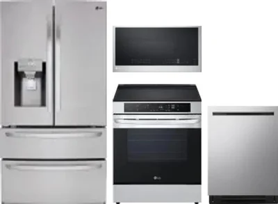 4 Piece Package Includes Refrigerator, Range, Microwave And Dishwasher
