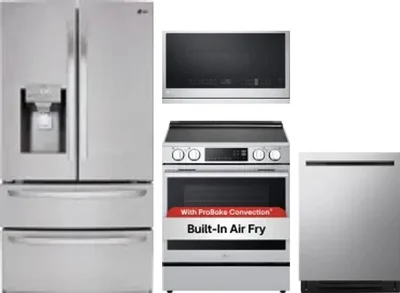 4 Piece Package Includes Refrigerator, Range, Microwave And Dishwasher