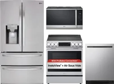 4 Piece Package Includes Refrigerator, Range, Microwave And Dishwasher