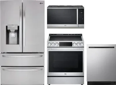 4 Piece Package Includes Refrigerator, Range, Microwave And Dishwasher