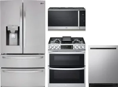 4 Piece Package Includes Refrigerator, Range, Microwave And Dishwasher