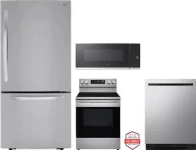 4 Piece Package Includes Refrigerator, Range, Microwave And Dishwasher