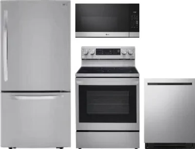 4 Piece Package Includes Refrigerator, Range, Microwave And Dishwasher