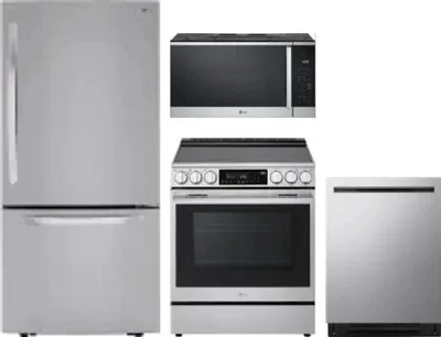 4 Piece Package Includes Refrigerator, Range, Microwave And Dishwasher