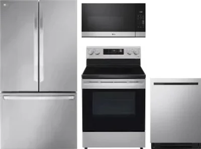 4 Piece Package Includes Refrigerator, Range, Microwave And Dishwasher