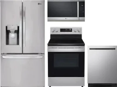 4 Piece Package Includes Refrigerator, Range, Microwave And Dishwasher