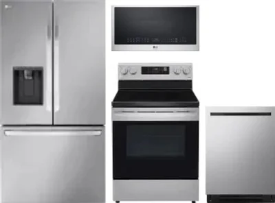 4 Piece Package Includes Refrigerator, Range, Microwave And Dishwasher