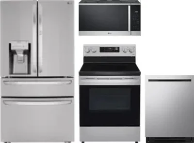 4 Piece Package Includes Refrigerator, Range, Microwave And Dishwasher