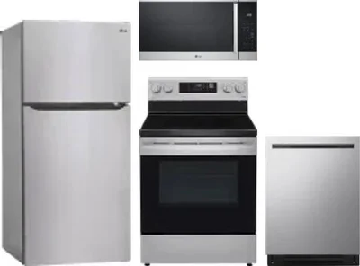 4 Piece Package Includes Refrigerator, Range, Microwave And Dishwasher