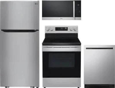 4 Piece Package Includes Refrigerator, Range, Microwave And Dishwasher