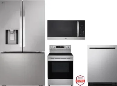 4 Piece Package Includes Refrigerator, Range, Microwave And Dishwasher