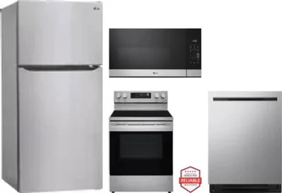 4 Piece Package Includes Refrigerator, Range, Microwave And Dishwasher