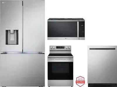 4 Piece Package Includes Refrigerator, Range, Microwave And Dishwasher