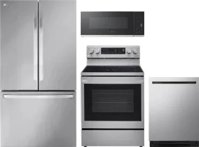 4 Piece Package Includes Refrigerator, Range, Microwave And Dishwasher