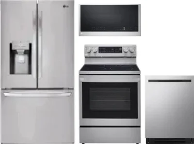 4 Piece Package Includes Refrigerator, Range, Microwave And Dishwasher