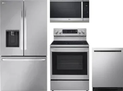 4 Piece Package Includes Refrigerator, Range, Microwave And Dishwasher