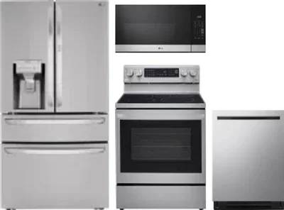 4 Piece Package Includes Refrigerator, Range, Microwave And Dishwasher
