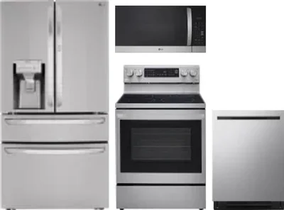 4 Piece Package Includes Refrigerator, Range, Microwave And Dishwasher